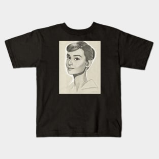 Audrey Hepburn Portrait Drawing Kids T-Shirt